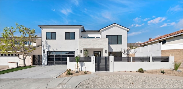 contemporary house featuring a garage