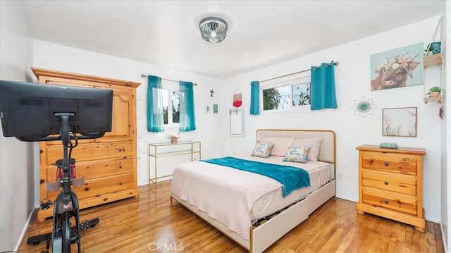 bedroom featuring light wood finished floors