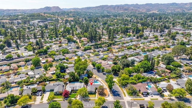 aerial view with a mountain view