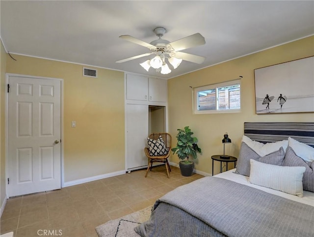 bedroom featuring ceiling fan