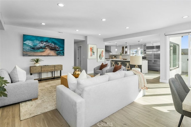 living room featuring light hardwood / wood-style flooring