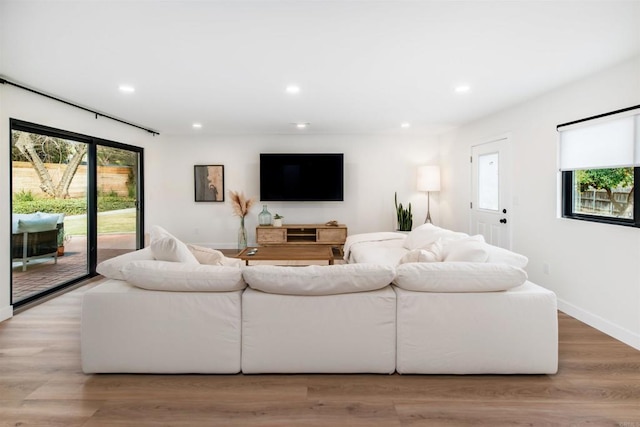 living room featuring light wood-type flooring