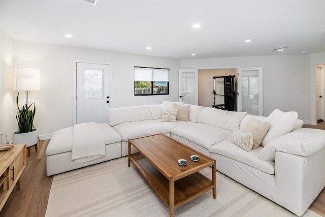 living room featuring light wood-type flooring