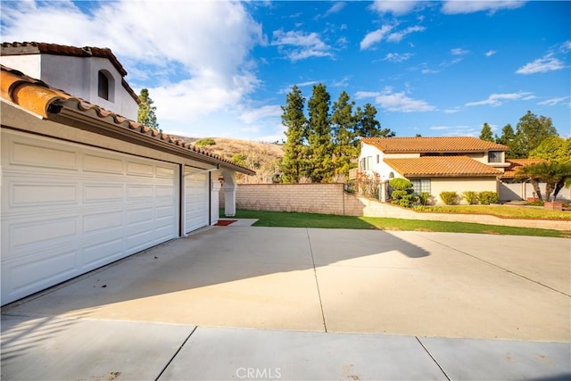 garage with a mountain view