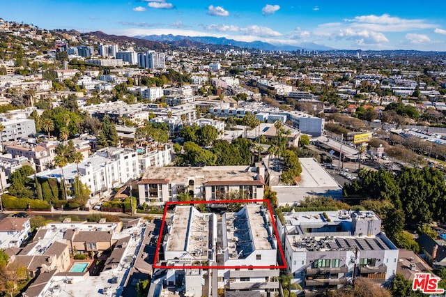 drone / aerial view with a mountain view