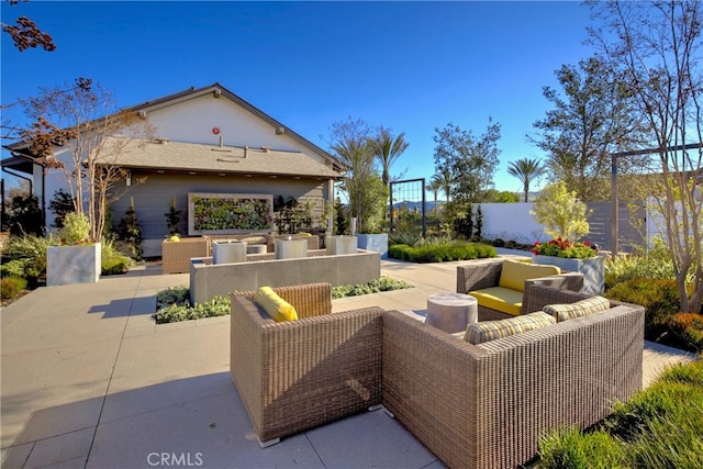 view of patio featuring an outdoor living space