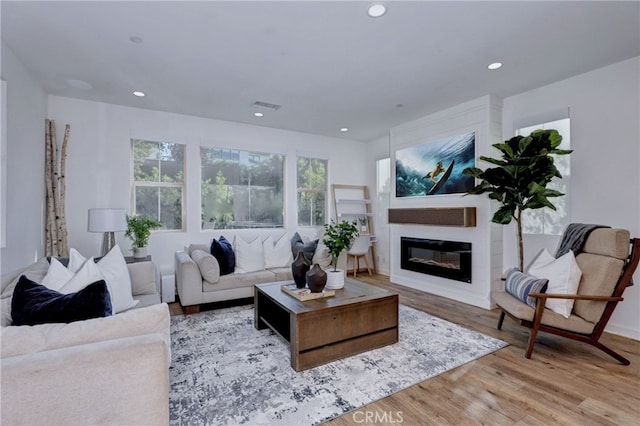 living room with light hardwood / wood-style floors