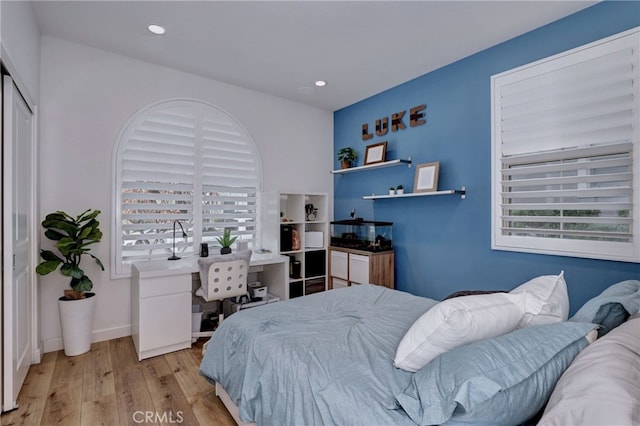 bedroom featuring light hardwood / wood-style flooring