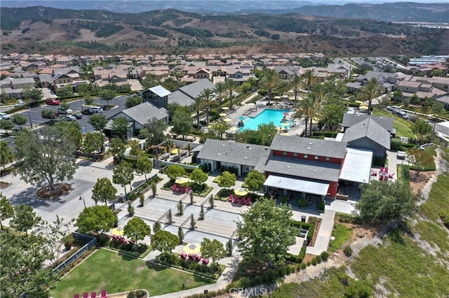 aerial view with a mountain view