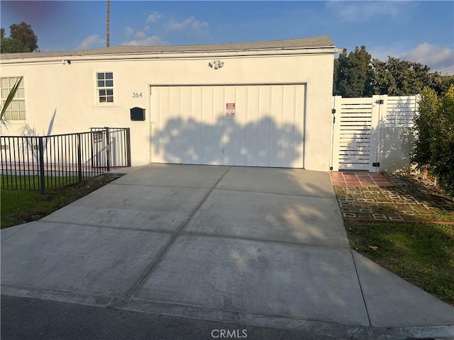 exterior space with a garage