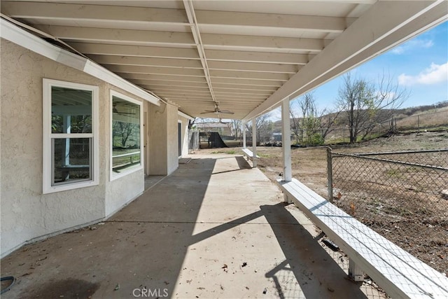 view of patio with ceiling fan