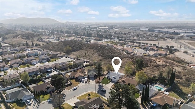 aerial view with a mountain view