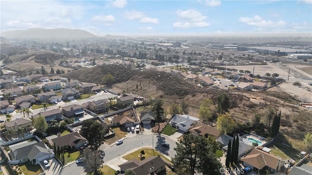 bird's eye view with a mountain view