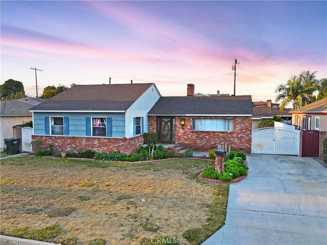 view of single story home