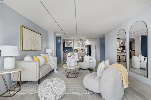 living room featuring light hardwood / wood-style flooring