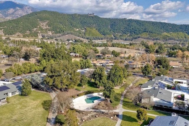 aerial view with a mountain view