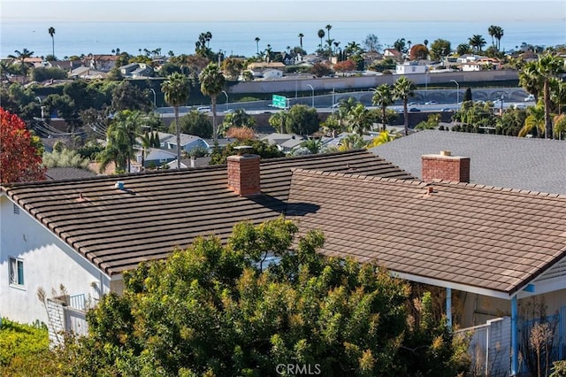 bird's eye view featuring a water view