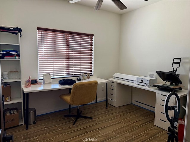 home office with ceiling fan