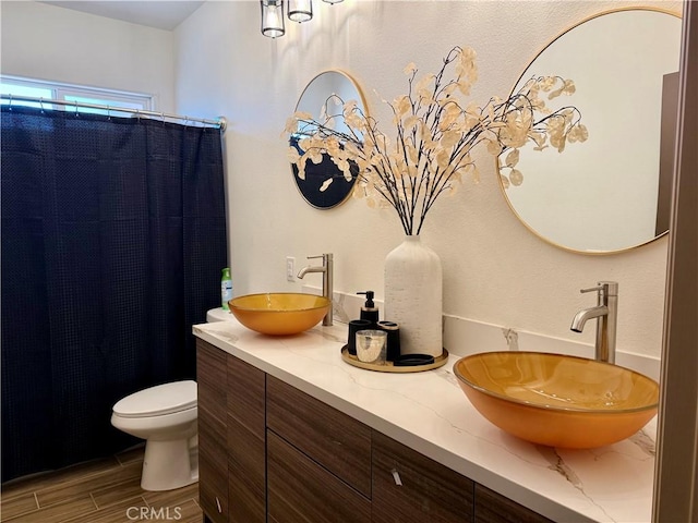 bathroom with toilet and vanity