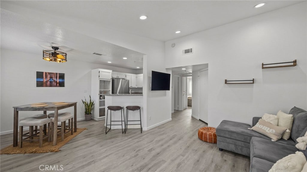 living room featuring light hardwood / wood-style flooring