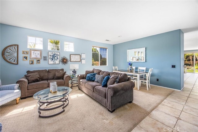 view of tiled living room