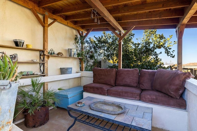 view of patio / terrace featuring an outdoor living space