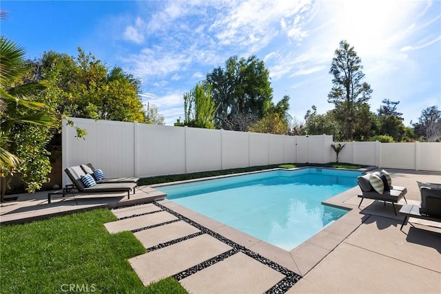 view of swimming pool with a patio area