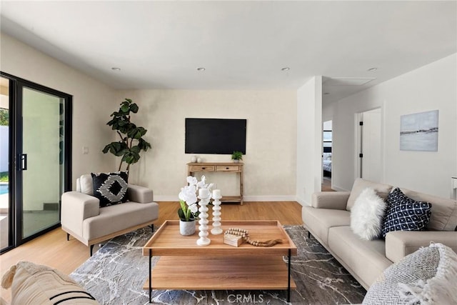 living room featuring light hardwood / wood-style flooring