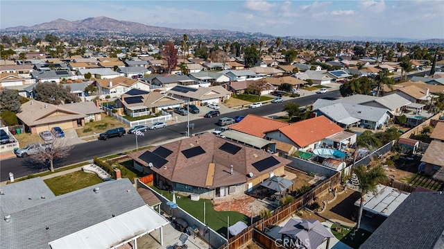 drone / aerial view featuring a mountain view