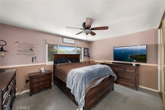 bedroom featuring ceiling fan