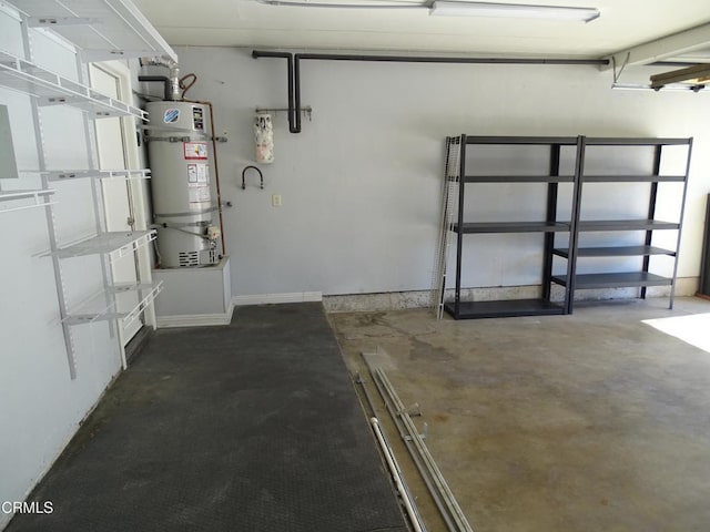 basement featuring secured water heater