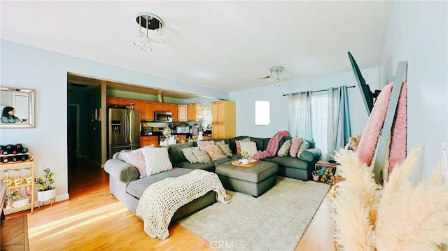 living room with light wood-type flooring