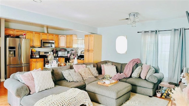 living room featuring light hardwood / wood-style floors