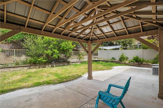 view of patio / terrace featuring a gazebo and central AC