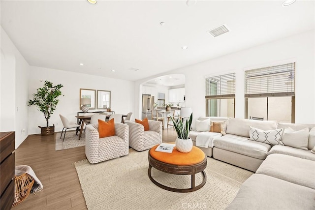 living room featuring hardwood / wood-style flooring