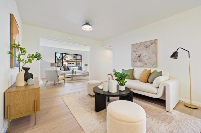 living room with hardwood / wood-style flooring