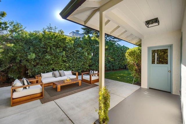 view of patio featuring an outdoor hangout area