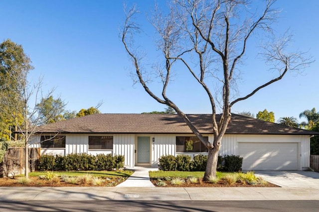 single story home with a garage