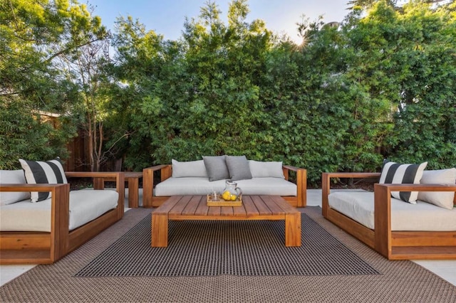 wooden deck with outdoor lounge area