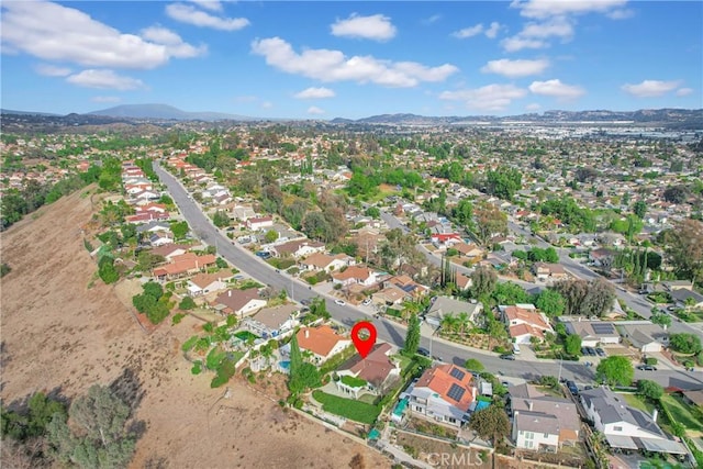 bird's eye view with a mountain view