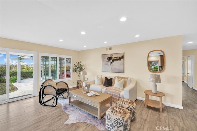 living room featuring light hardwood / wood-style floors