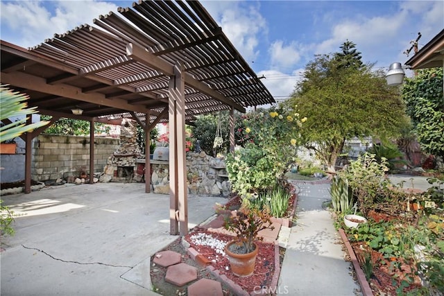 view of patio / terrace featuring a pergola