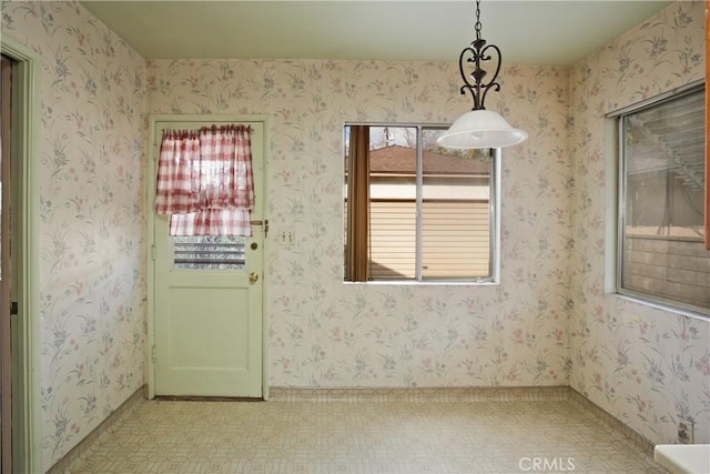 view of unfurnished dining area