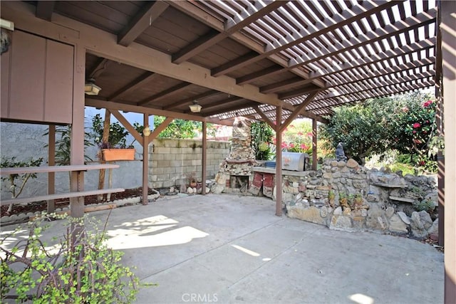 view of patio with a pergola