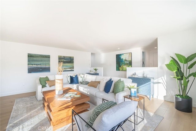 living room featuring light hardwood / wood-style flooring