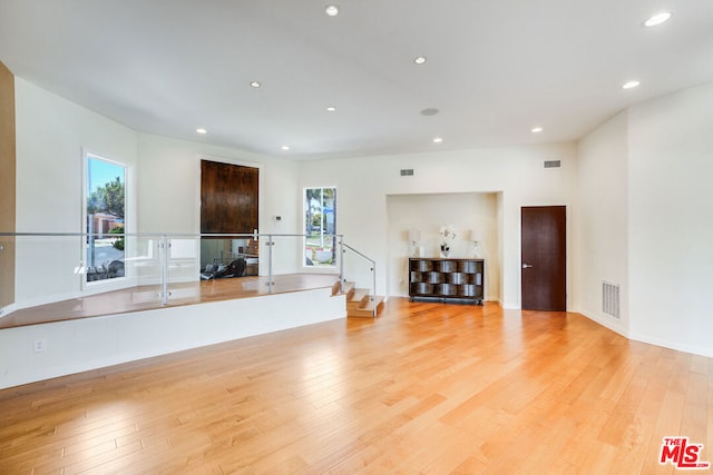 interior space featuring a wealth of natural light and light hardwood / wood-style flooring