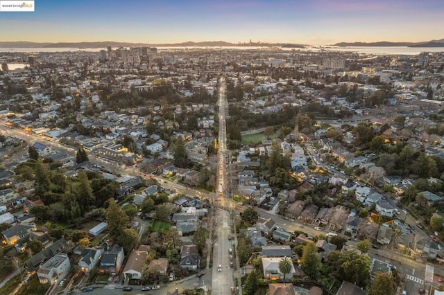 view of aerial view at dusk