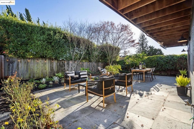 view of patio featuring outdoor lounge area