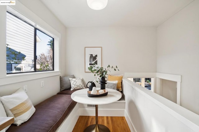 living area featuring hardwood / wood-style flooring