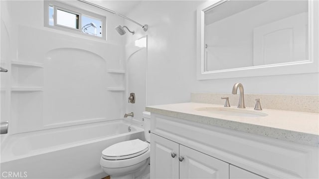 full bathroom with vanity, toilet, and shower / bathing tub combination